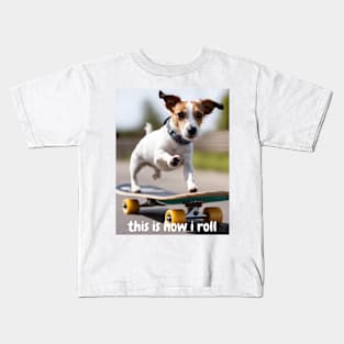 Skater Jack Russell Kids T-Shirt